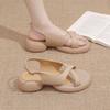 Crossed open-toed sandals women's 2025 summer new comfortable thick-soled one-word with shit-stepping imitation leather sandals