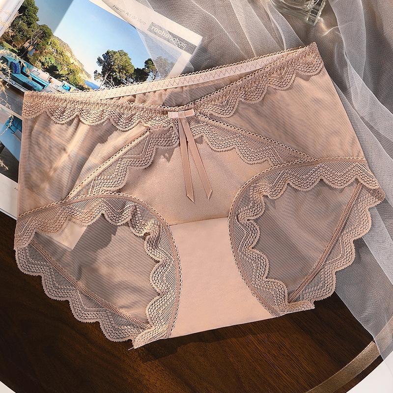 Big Size Female Spring and Summer Sexy Lace Hollow Mesh Cotton 10A Anti Bacterial Briefs