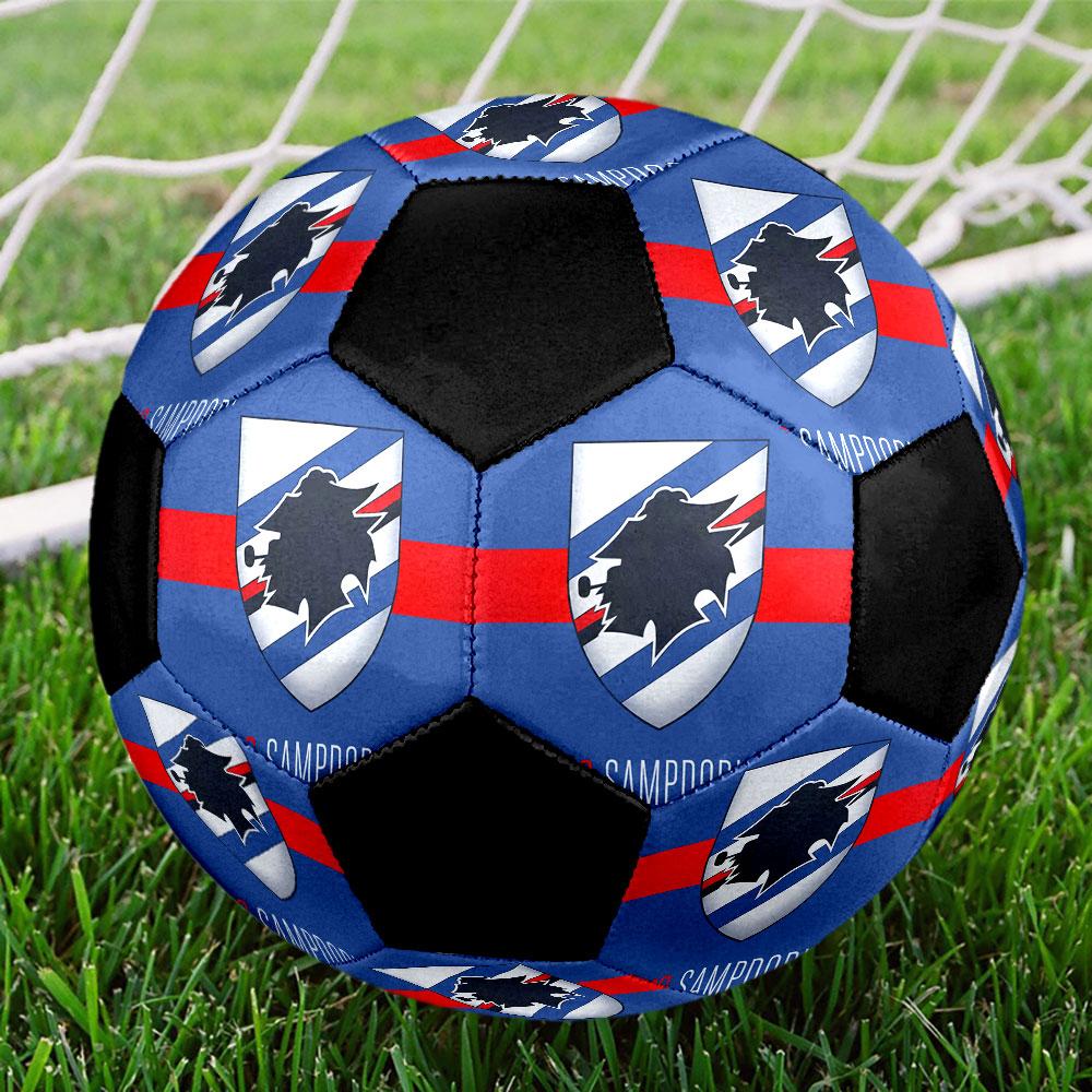 1pz Logo Sampdoria Misura 5 Pallone da Calcio Praha Pallone da Calcetto Indoor Colorato Per Tutte le Età Cucito a Macchina PVC Pronto per la Competizione Resistente Ad Alto Rimbalzo