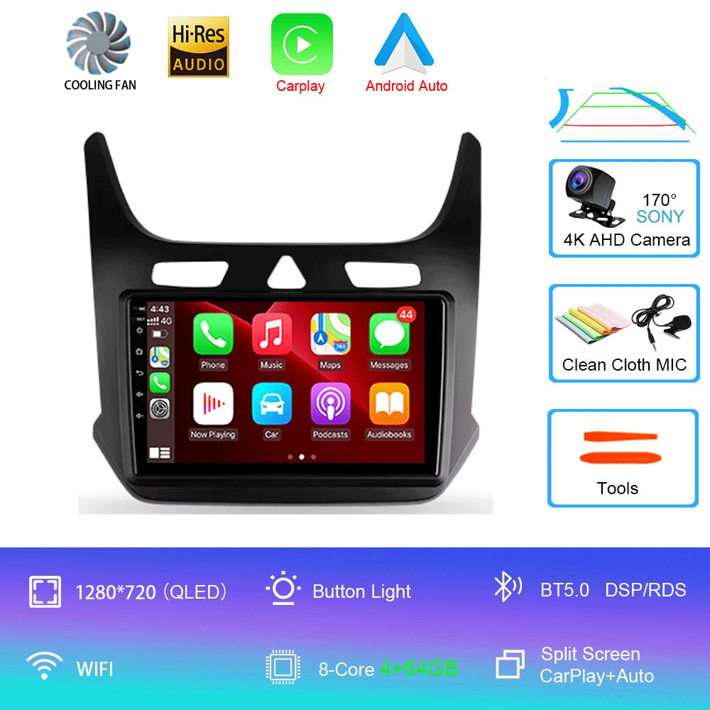 Car Radio Android 14 Carplay for Chevrolet Cobalt 2 2011-2018 Multimedia Video Player WIFI+4G GPS 2Din DVD Head Unit Stereo QLED