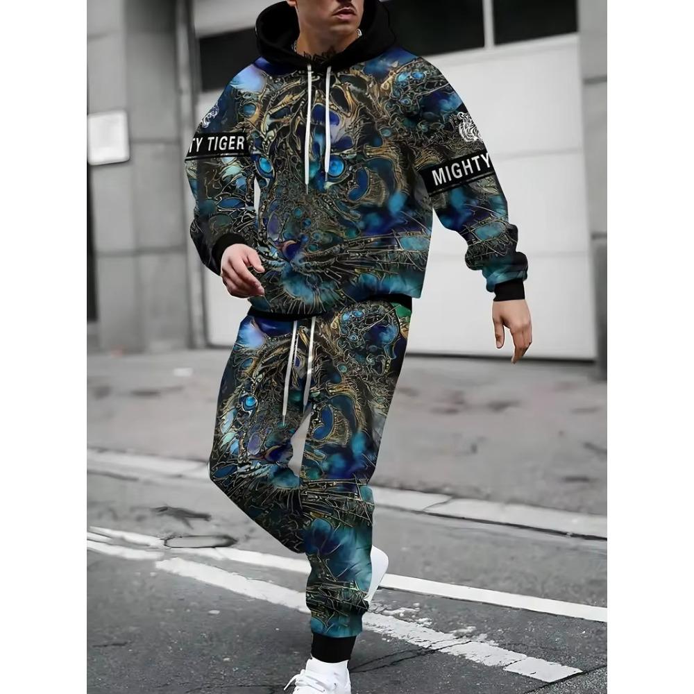 Two Piece Hoodie Pant Sets Animal Wolf Lion 3d Print Set Men Women Fashion Hoodie+Pant 2Piece Sets Tracksuit Suit Sports Comfort