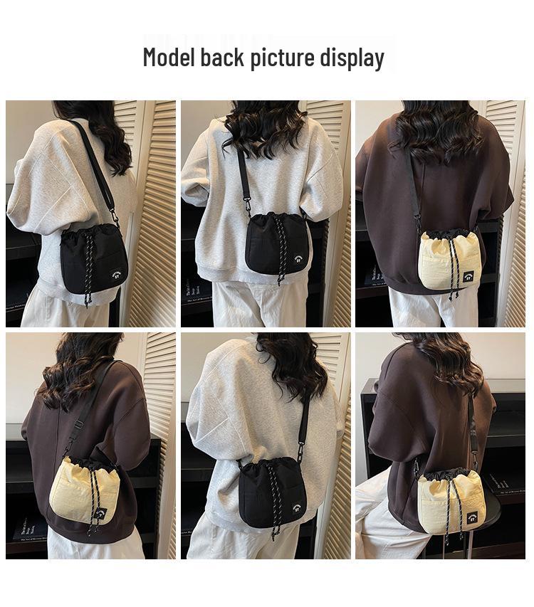Women's Outdoor Casual Crossbody Bag with Drawstring Closure - Fashionable Single Shoulder Bag for Everyday Use