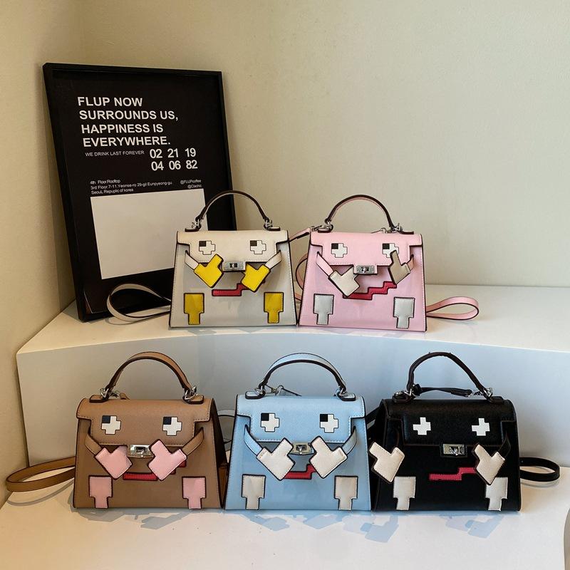 New Fashion Robot Mix and Match Contrasting Colors Portable Shoulder Messenger Women's Bag