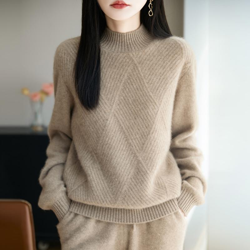 Damen Pullover 100% Wolle MODERN NEW SAGA Rollkragen Strickpullover Dicke Winterpullover Damen Strickoberteile