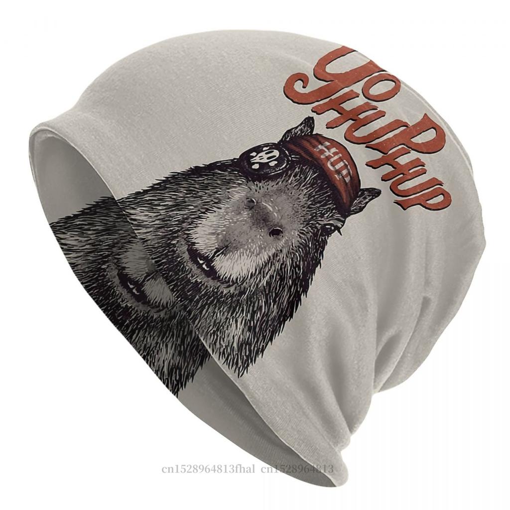 YoHupHup Red Pirate Bonnet Homme Herbst Frühling Dünne Mütze Capybara Tier Skullies Beanies Caps Für Unisex Frauen Neuheit Stoff Hüte