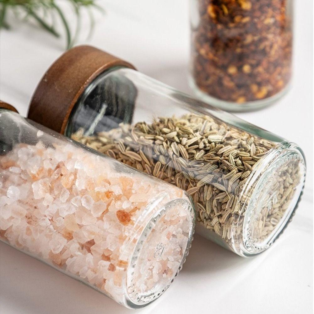 4PCS Moisture-proof Glass Seasoning Jars Transparent Salt Seasoning Organizer Seasoning Container