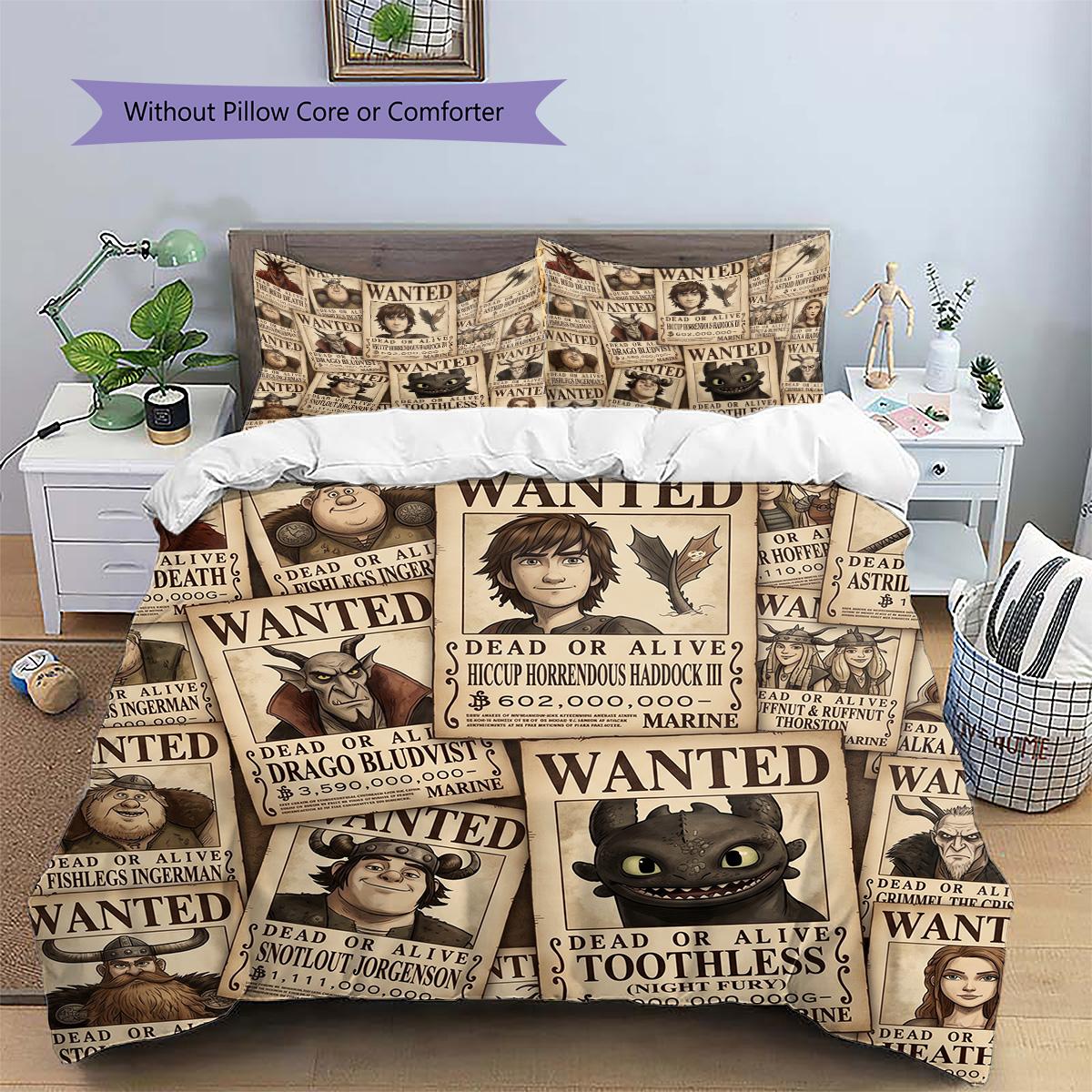 How to Train Your Dragon Pillowcase & Duvet Cover Set | How to Train Your Dragon Handpicked Bedding | Gift for Fans YUN6511 135x200cm