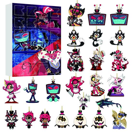 Hazbin Hotel Themed Advent Calendar 24 Days of Helluva Boss Ornaments Christmas Tree Decor Gift Set for Fans