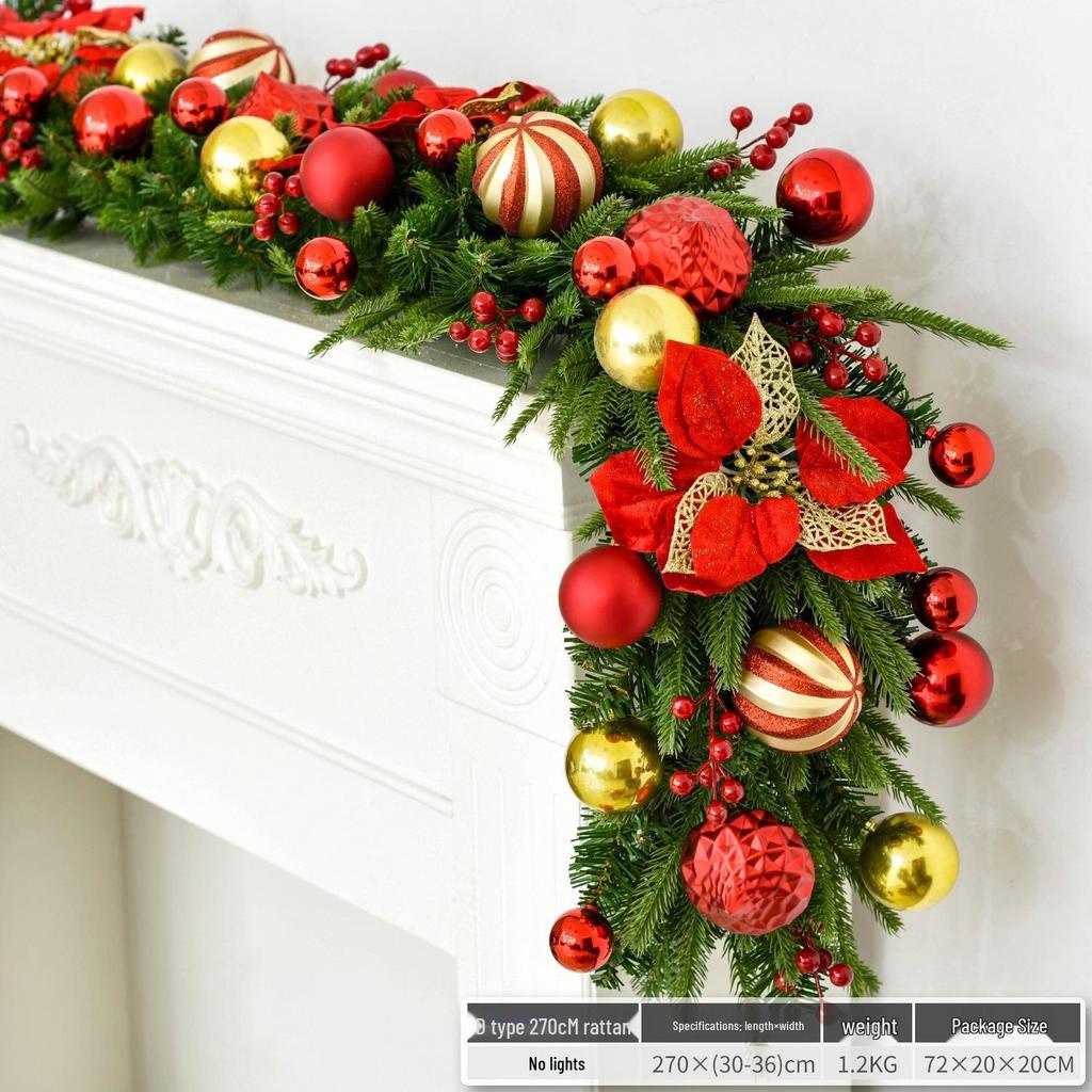 Christmas Glimmer: Garland Set for Tree, Window, and Fireplace with Flocked Leaf Ornaments