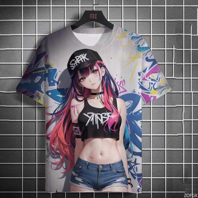 Sexy Anime Girl 3d Print T Shirt Tops Men's Women's Fashion Sports Large Size Tops Tees Sexy Girls Summer Tshirt Kids Clothing