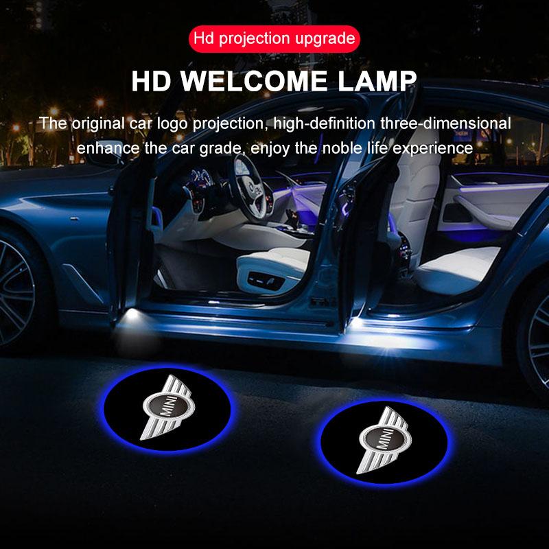 2Pcs/Set HD Led Welcome Light Car Door Projector Lamps Car Accessories For MINI Cooper One S Clubman R50 R53 R56 R60 F55 F56 R57 R58 R59