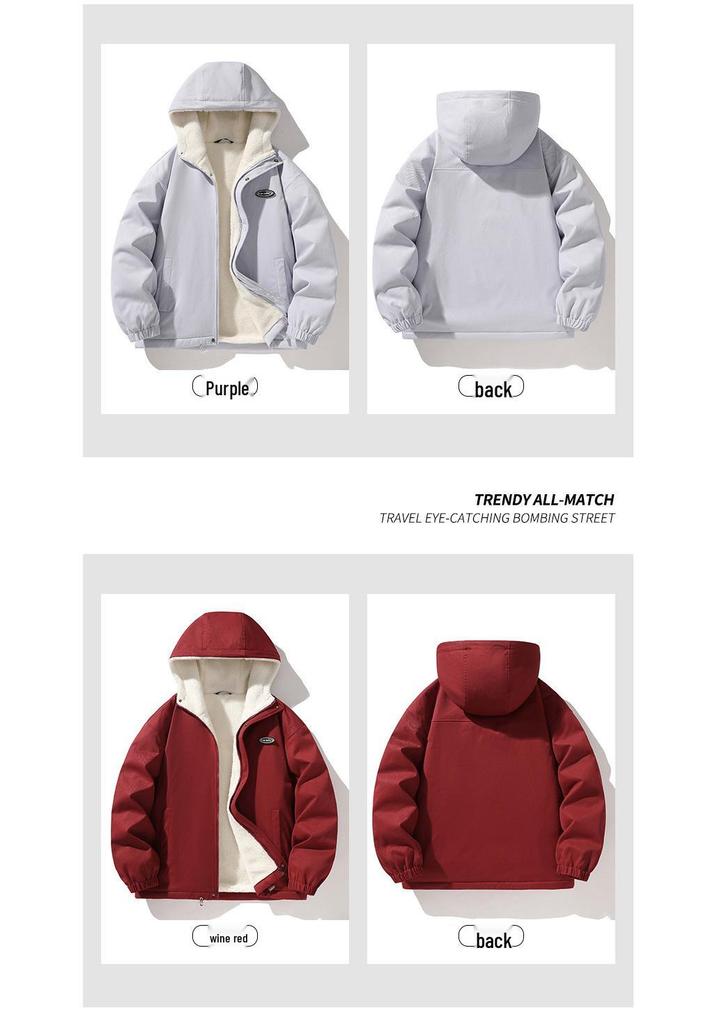 2025 Men's Autumn/Winter Thickened Hooded Cotton Jacket with Plush Lining - Warm Outerwear