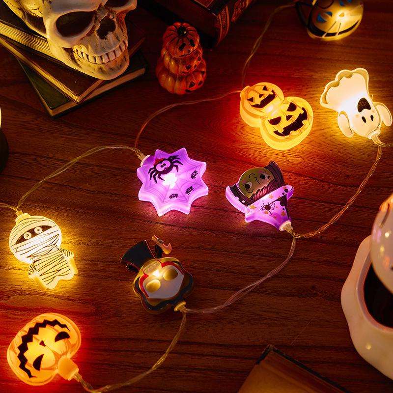 Halloween Decoration LED String Lights,Pumpkin Ghost Spider Web Hanging Lamp,Home Outdoor Lantern Props