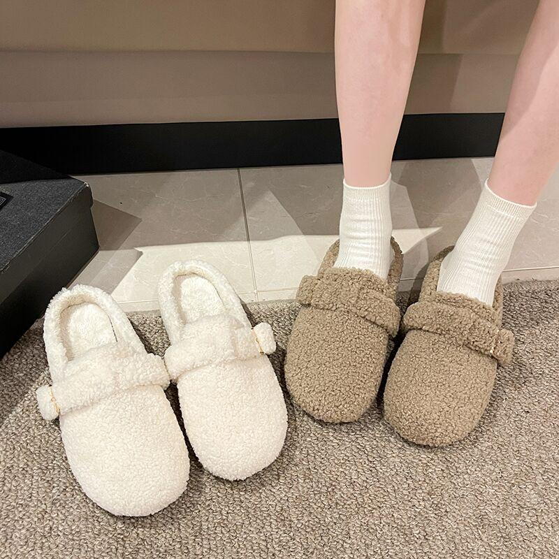 Fashion Fur Slippers Women New Mules Shoes Flats Suede Short Plush Shoes 2025 Winter Woman Sneakers Fashion Flip Flops Slingback Slides