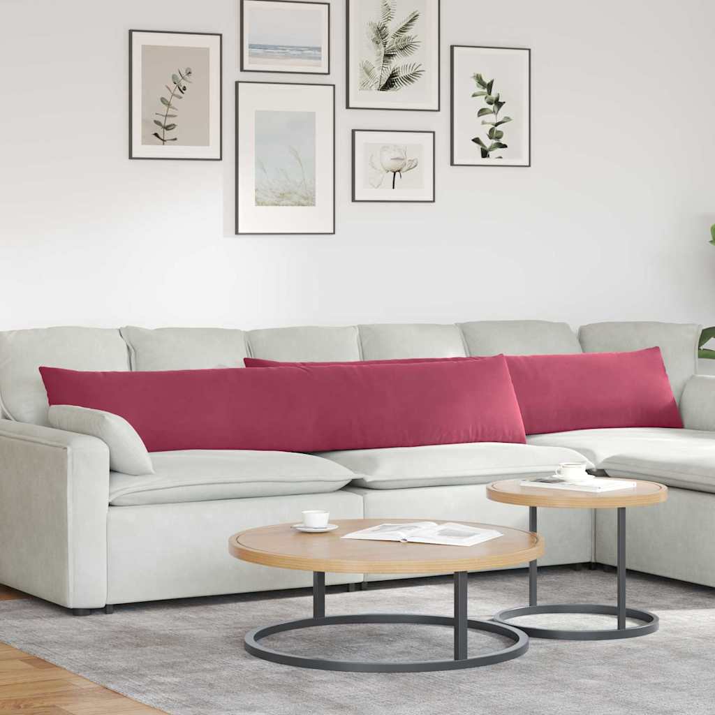 Sofa Cushions 2 Pieces Burgundy 200 x 40 cm Cord Fabric