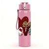1PC Leopard Pattern Love Heart 750ml Color Plastic Sports Water Bottle Leakproof Flip Straw Lid Suitable for Sports Office Home Use