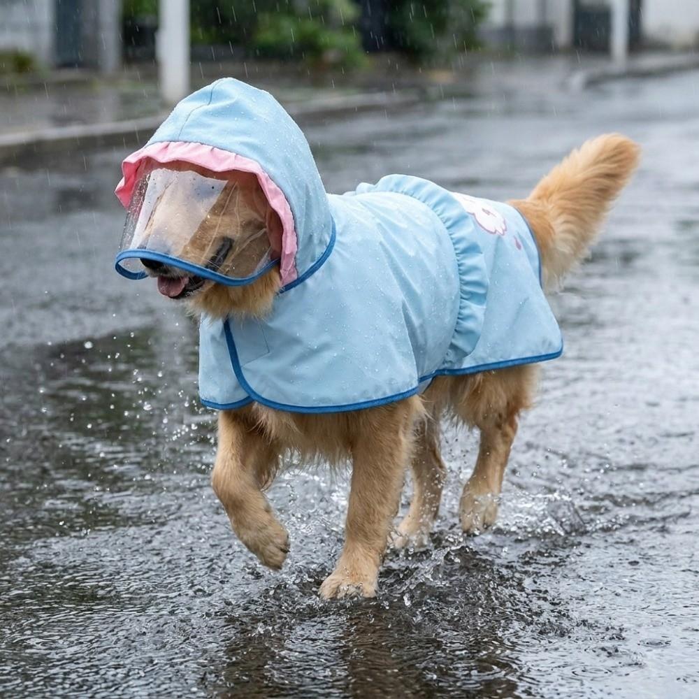 Windproof Waterproof Dog Coat With D-ring Pet Poncho All Weather Dog Rain Cloak Rainy Day