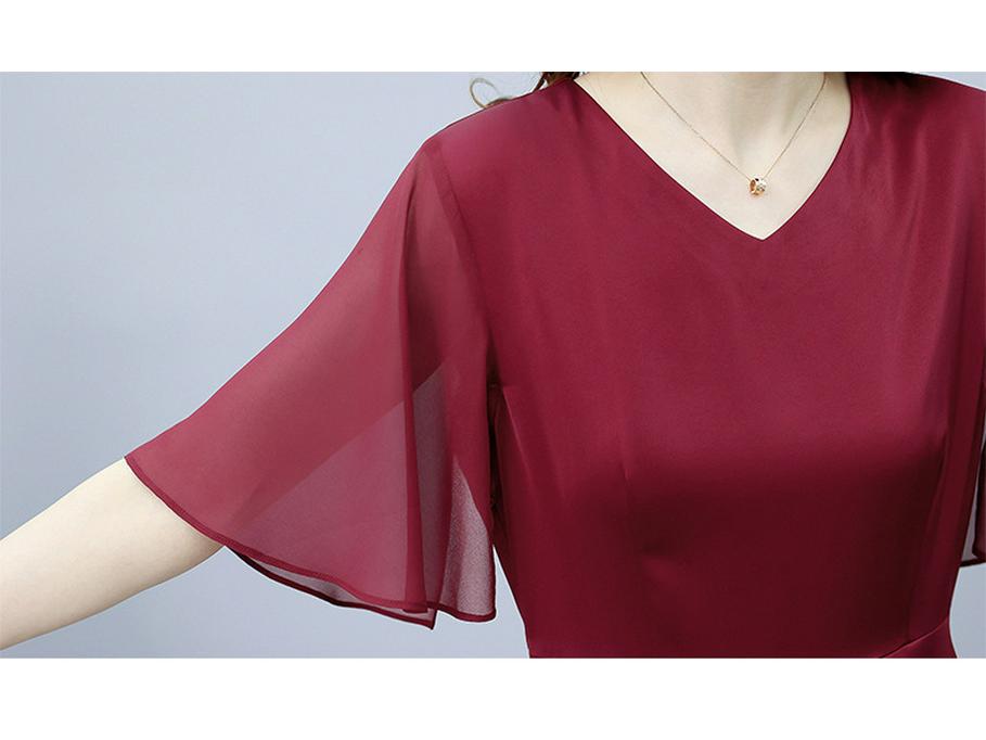 2023 Summer Chiffon Splice Slim Fit Mid-Length Dress