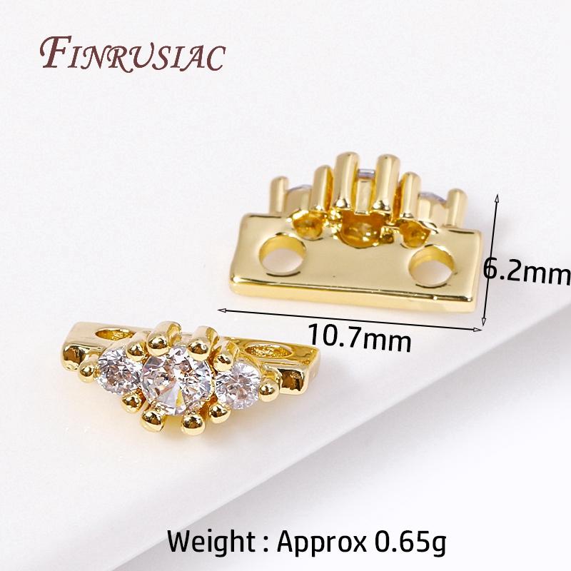 18K Gold Plated 2/3 Hole Separators For Beads,Inlaid Zircon Beads Separators,Handmade Decorative DIY Beading Jewelry Materials