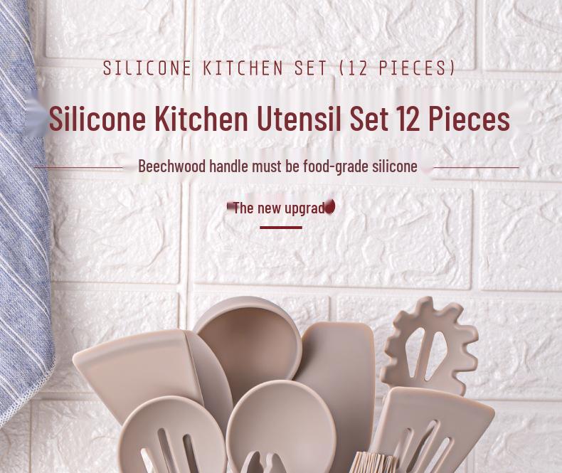 Non-Stick Silicone Spatula and Spoon Set with Wooden Handle - High Temperature Resistant Kitchen Tools