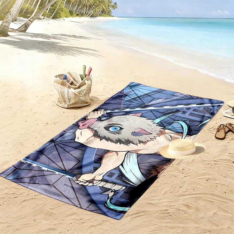 Inosuke Hashibira Print Beach Towel, Large Soft Quick Dry Towel for Beach Camping Swimming