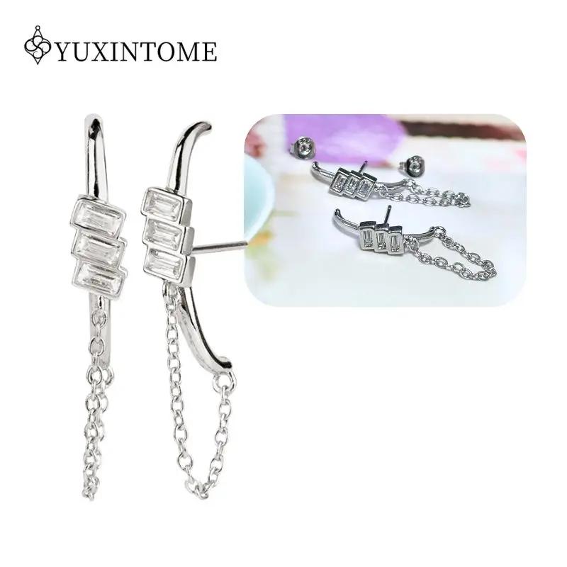 925 Silver Ear Needle Crystal White Zircon Silver Series Tassel Drop Earrings Luxury Fashion Party Jewelry Accessories
