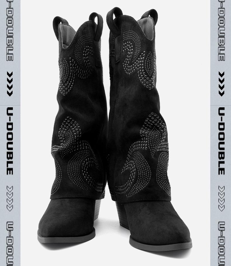 2025 Fall/Winter Merrell Women's Vintage Western High-Heel Knee-High Cowboy Boots