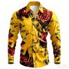 2026 New Men's Shirt with Black Background and Red Rose Print, Slim Fit and No Iron Business Casual Shirt, Versatile Top