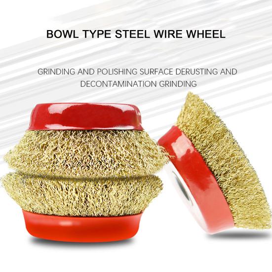 

Grinder Wire Brush Bowl Shape Rust Removal Metal Wear Resistant Steel Cup Brush Workshop