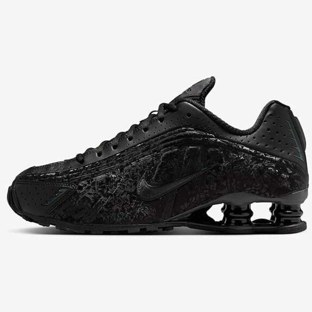 Nike Shox R4 Women's Retro Techno Sneakers Laser-Cut Black/Dark Smoke Gray 22.0cm