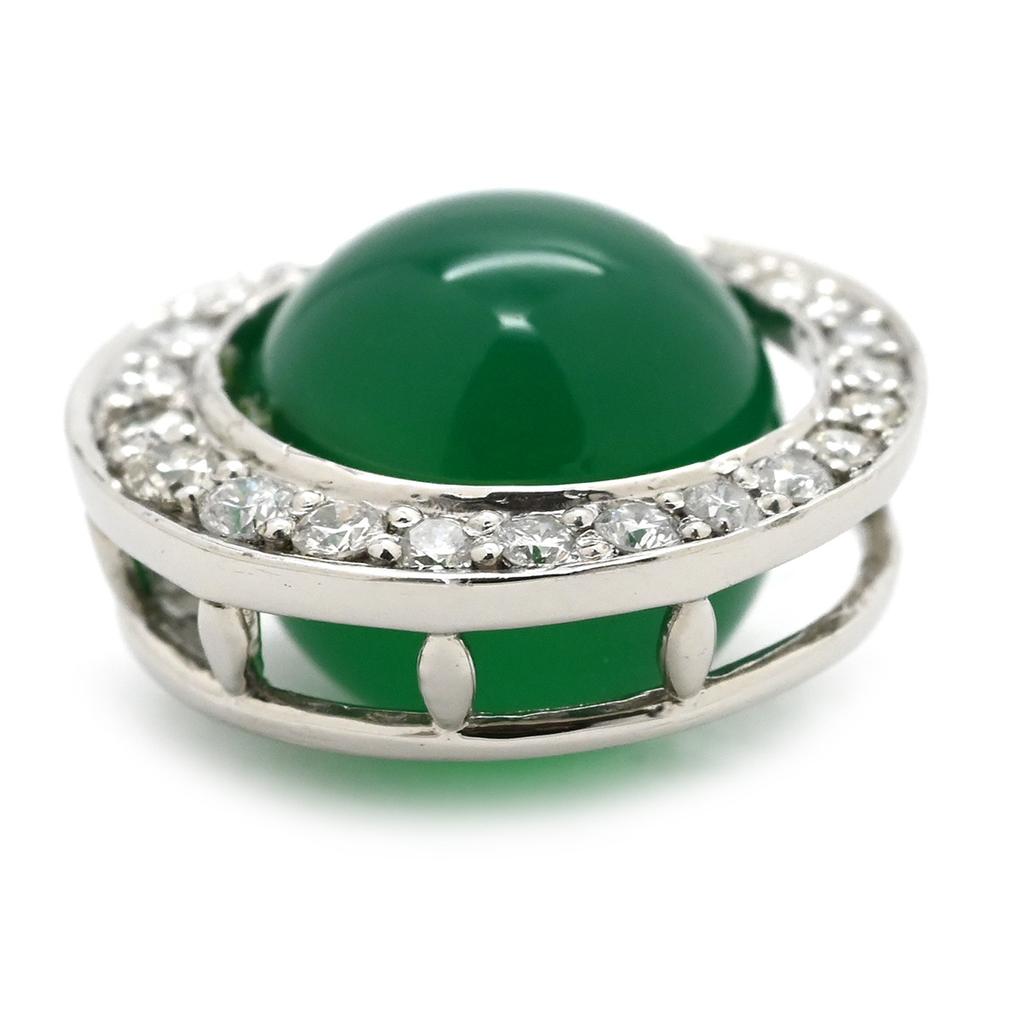 NON BRAND Chalcedony DiamondPendant top Pt950/diamond Array