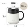 Iris Ohyama Vacuum Insulated CupMug, Easy-to-Drink Design, Keeps Coffee Hot or Cold, Perfect Temperature, Black, 380ml, Cafe Days CD-2WT380