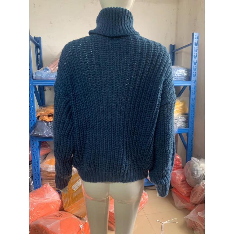 Women's Solid Color Turtleneck Knitted Sweater Top