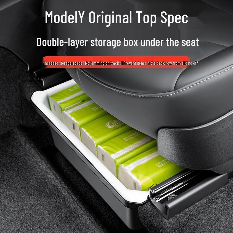 Teslas Model Y Under-Seat Storage Organizer - Interior Accessory