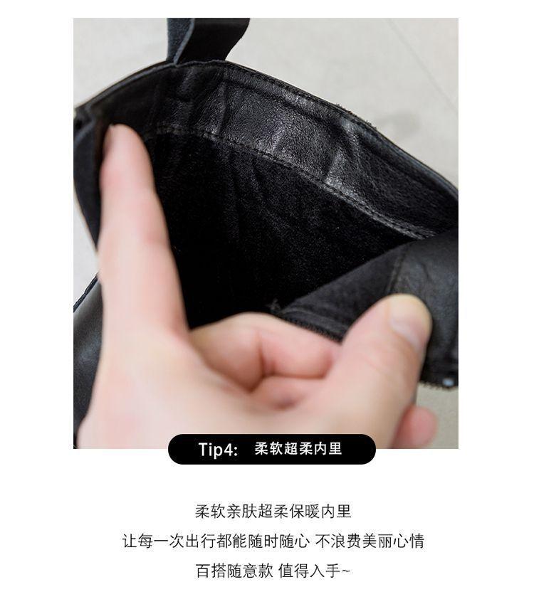00B000000 leather women's short boots, square head thick heel 0 cm side zipper soft leather short boots, autumn and winter spot women's
