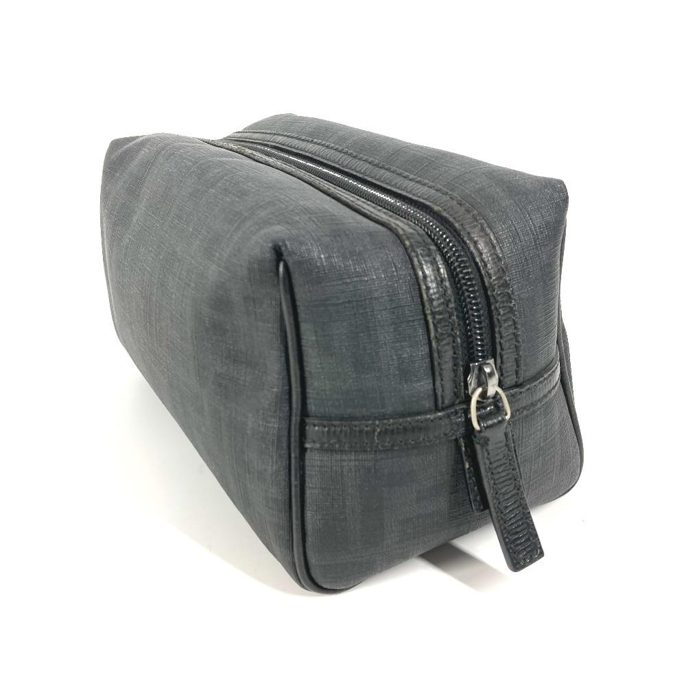 FENDI Zucca logo bag pouch Cluch Bag  PVC Black