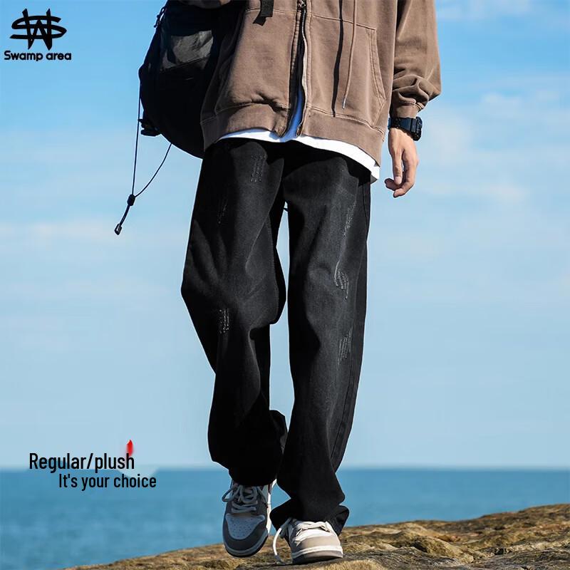 

SWAMP AREA Винтажные выстиранные мужские джинсы прямого кроя в стиле хай-стрит 2XL