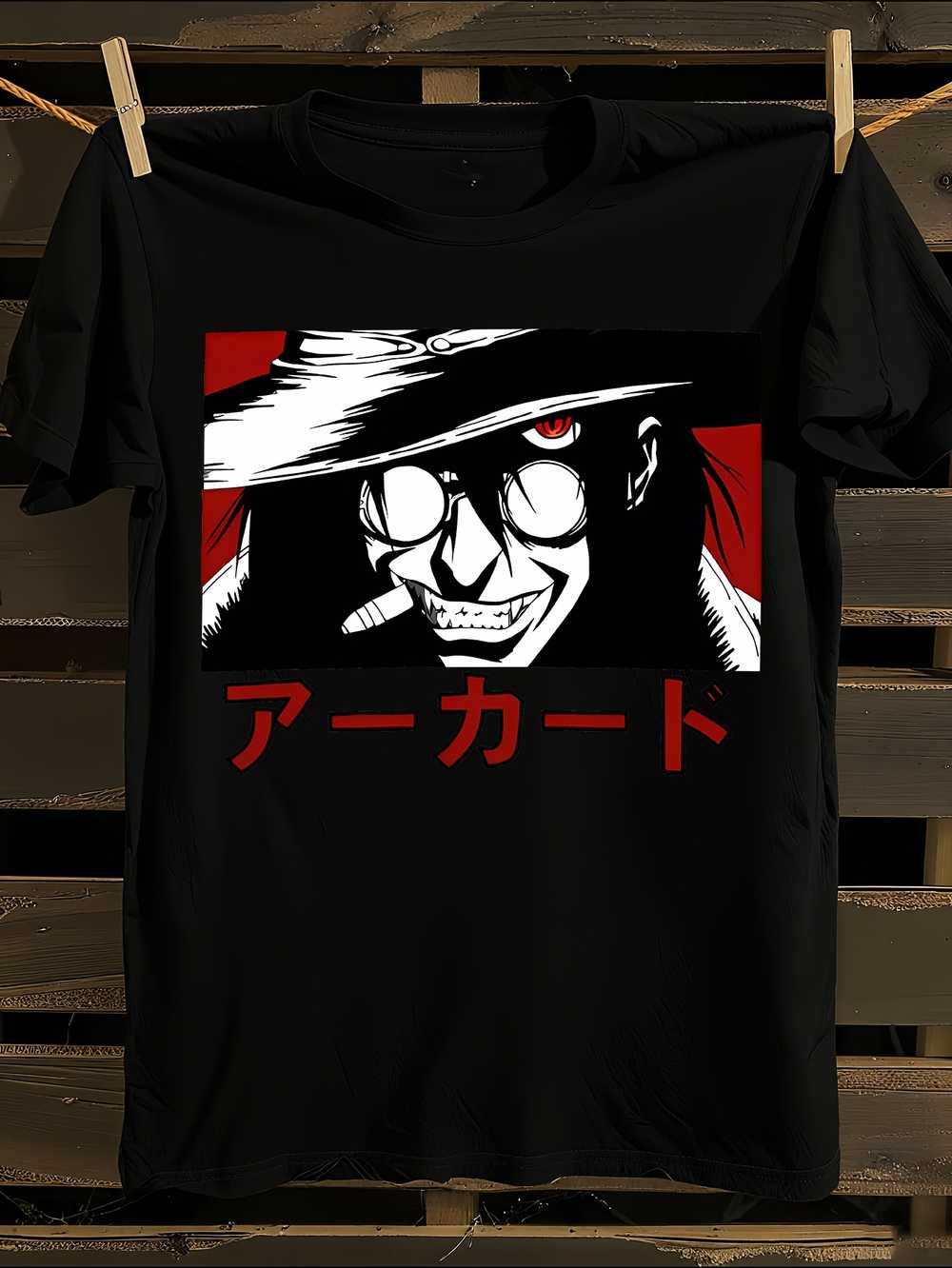 

Alucard Hellsing Anime T-Shirt Mens Tshirt Womens Tshirts with Letters Print Short Sleeves T-Shirt Casual Street Tee Shirt Top XXL