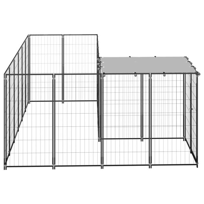 VidaXL Chenil Noir 4,84 m² Acier Enclos pour Chiots Cage Chiens Extérieur 3082211