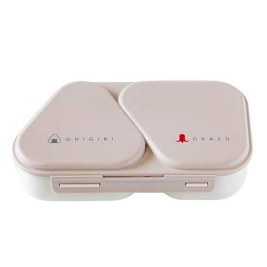 OSK Onigiri Lunch Case Bento Box 465ml Mocha Beige Mold Antibacterial Lockable Microwave Safe LS-15 Made Japan