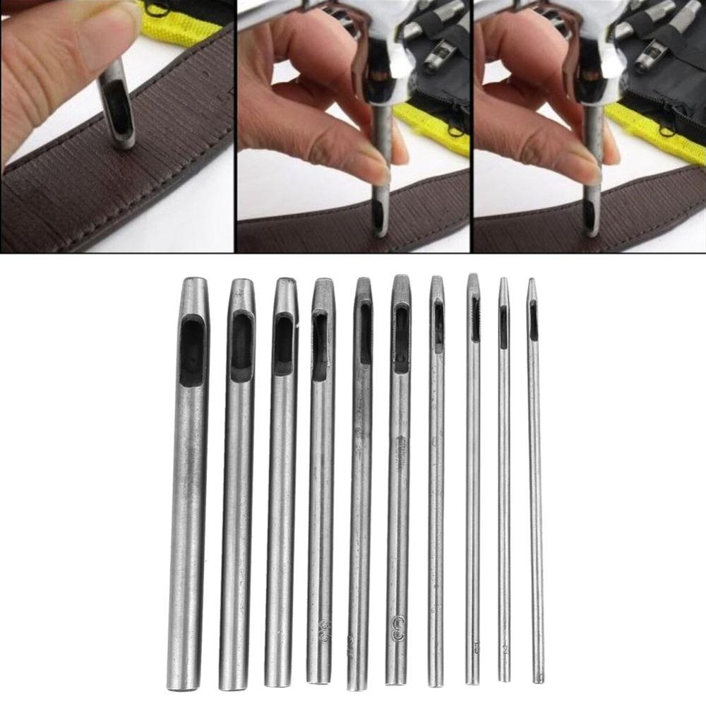 10 Pcs Round Hollow Punch Set 0.5mm-5.0mm Punch Tool Kit  Leathercraft & DIY Crafting