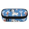 Pencil Pouch Casual Wear Resistant Polyester Zip Around Closure with Main Compartment Mesh Pocket and Pen Slots for Classroom Use
