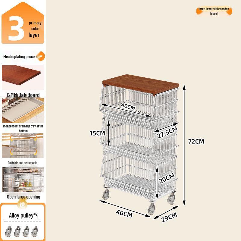 Multi-Tier Floor Storage Rack for Fruits, Vegetables & Snacks