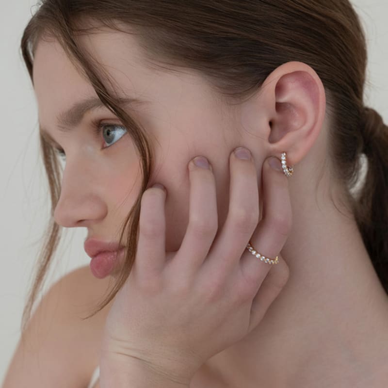 Tatiana (925 Silver) Lunar Round Hoop Earrings EC3202