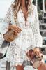 Women Sexy V-neck Lace Beach Bikini Cover Up Female Boho Casual Party Holiday Beach Dress Sundress Cover Up Outfits