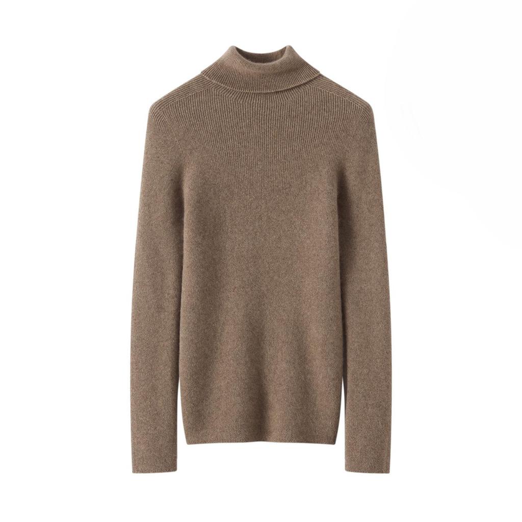 Elegant Women's High Neck Pure Cashmere Slimming Knitwear, Autumn & Winter Long Sleeve Base Layer