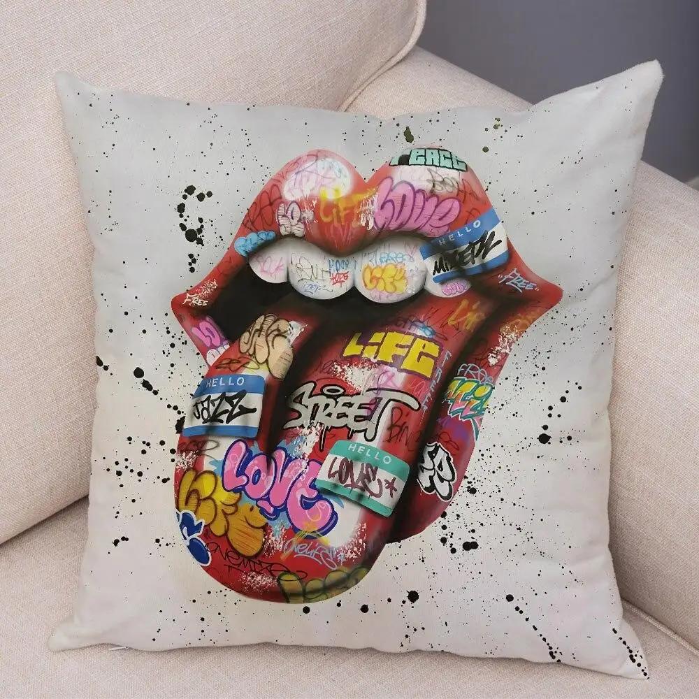 Pillowcase Sofa  Graffiti Gamepad Abstract Street Art Animal Hand Cushion Cover Decoration