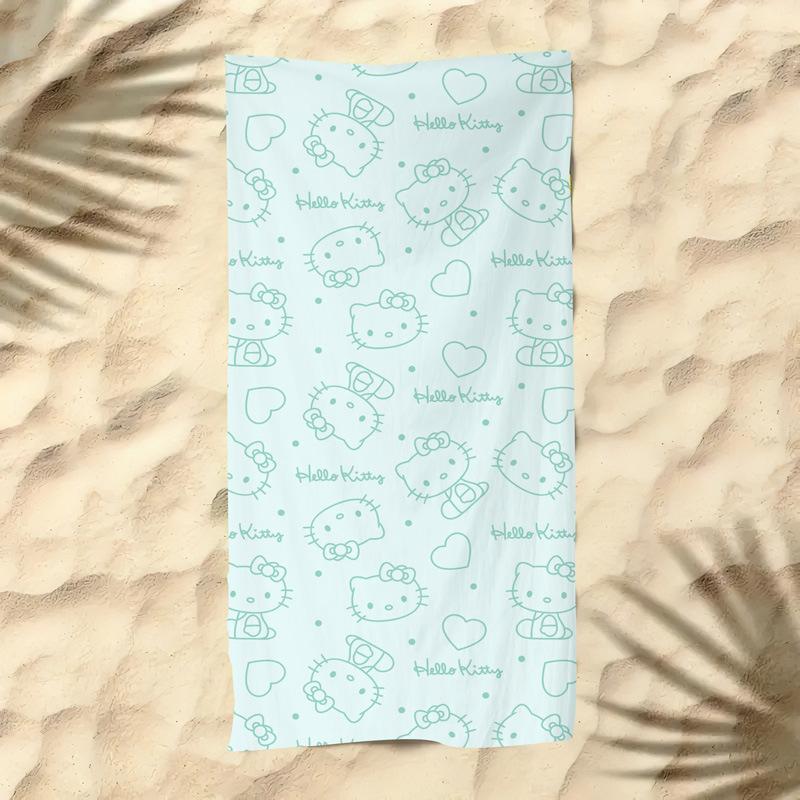 Cute Cartoon Kitten Printed Microfiber Beach Towel Quick Dry Soft Bath Towel For Kids Seaside Swimming