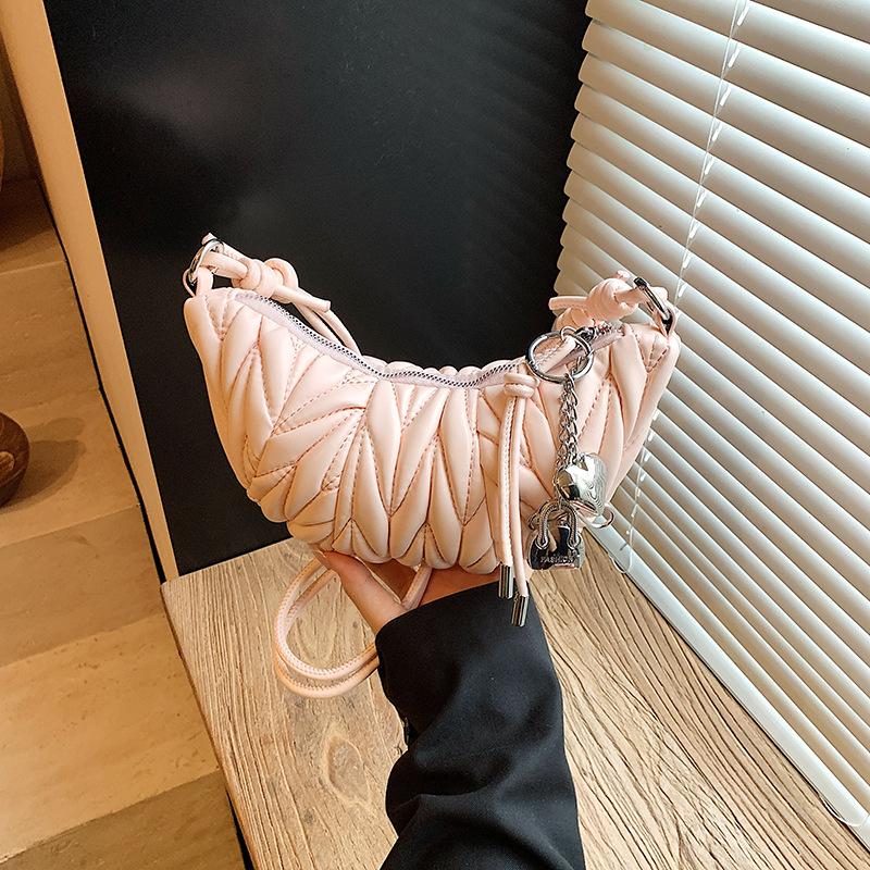 Niche Embroidery Thread Bag Women's New Fashion Messenger Bag Versatile Single Shoulder Underarm Dumpling Bag Croissant Bag