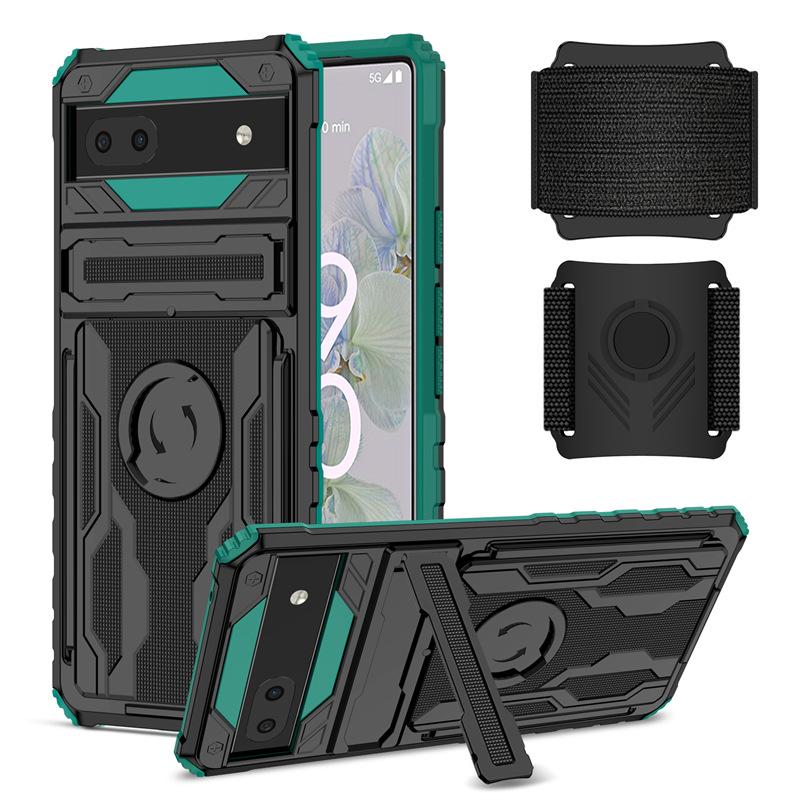 For Google Pixel 8 Pro / Pixel 8 / Pixel 6a 6 Pro Case Armor Kickstand With Wrist Strap Outdoor Sports Phone Case Back Cover